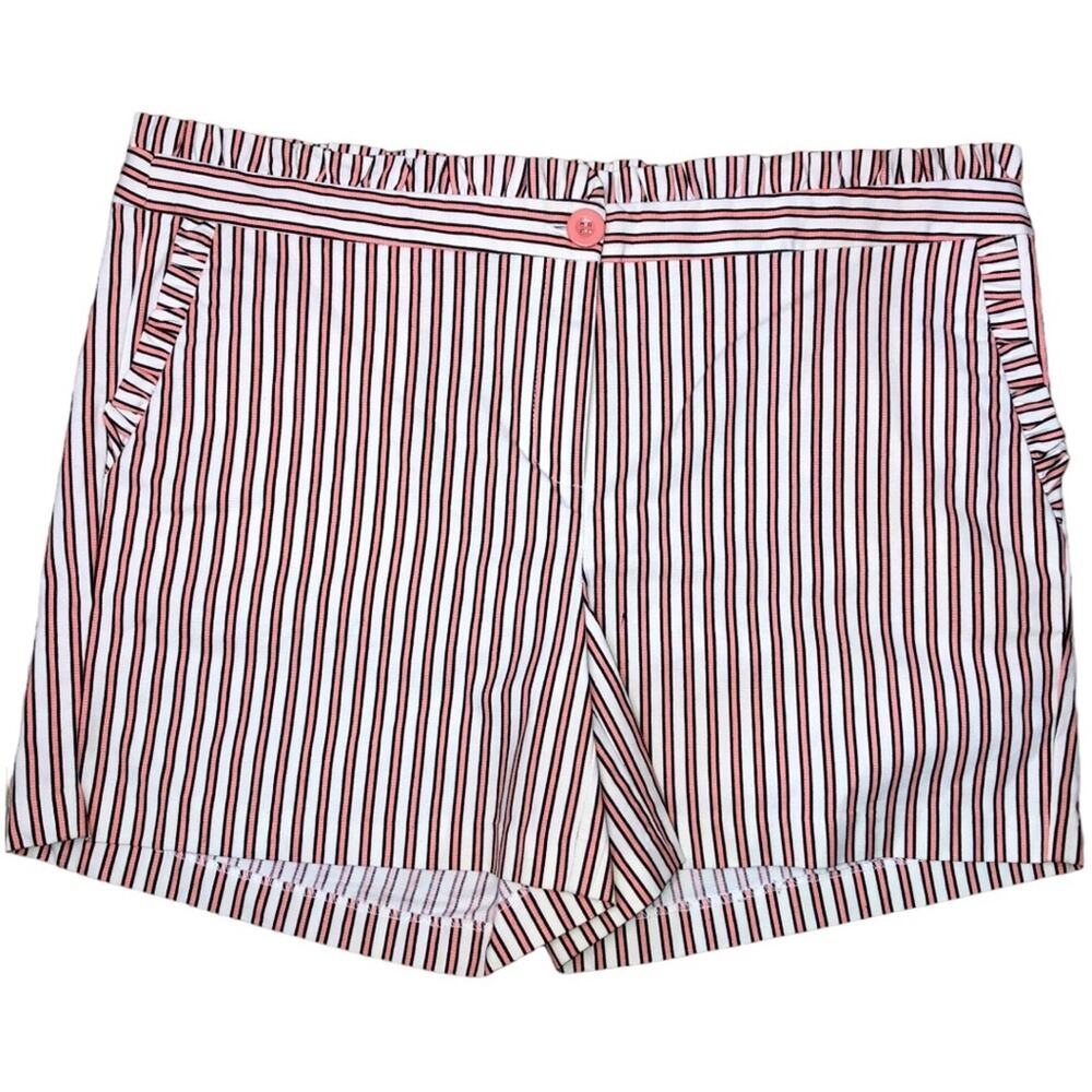 JADE by Melody Tam Striped Ruffle Trimmed Shorts 14 NWT